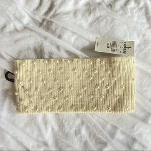 Express - cream ear warmer headband with pearls